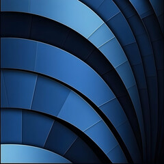 Abstract Blue Background Creates a Dynamic Visual with Curved Shapes and Metallic Accents.