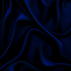 Obraz premium Dark Blue Silk Fabric Flows Elegantly, Creating a Luxurious Texture with Soft Folds Draped Beautifully