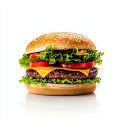 Sizzling burger creation kitchen food photography studio lighting close-up culinary delight