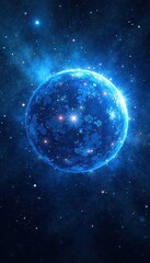 Fototapeta premium Spherical blue light burst explosion in space , explosion, celestial