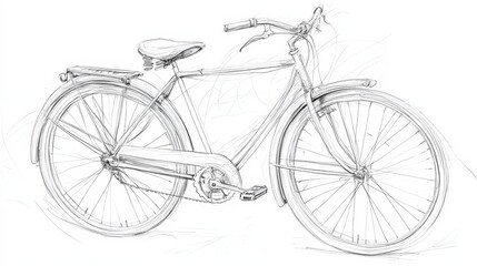 Obraz premium Classic Bicycle Sketch Vintage Two-Wheeler Drawing