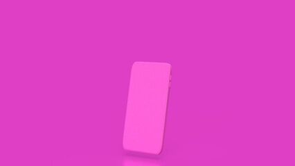 Smart phone on pink Background 3d Rendering.