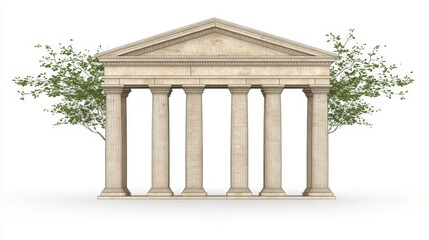 Obraz premium Classical Temple Columns with Lush Greenery