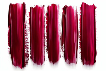 Fototapeta premium Five Burgundy Paint Strokes Create a Bold and Textured Visual on a White Background