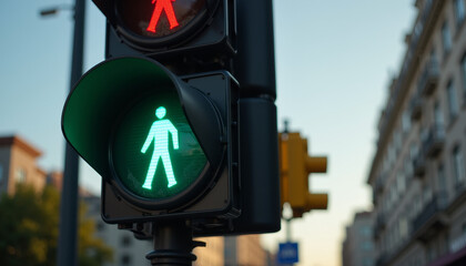 Pedestrian Traffic Light with Green Walk Signal