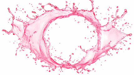Fototapeta premium Pink Liquid Splash Forms a Dynamic Circular Shape on a White Background