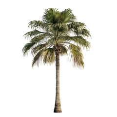 Obraz premium Lush Green Palm Tree Isolated on White Background for Summer Vibes