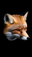 Obraz premium Realistic Red Fox Portrait on a Black Background Illustration