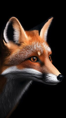 Fototapeta premium Red Fox Portrait Gazes Serenely in the Darkness, Wildlife Art