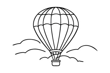 Obraz premium Hot air balloon Hand drawn line art vector illustration.