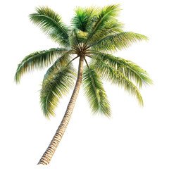 Fototapeta premium Lush Tropical Palm Tree Isolated on White Background for Design