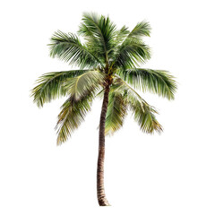 Fototapeta premium Lush Tropical Palm Tree with Vibrant Green Leaves Against Clear Sky