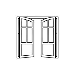  Open door Hand drawn line art vector illustration