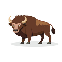  Bison isolated flat vector illustration on white background.