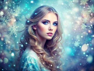 Festive portrait background featuring abstract snowflakes, ideal for winter wonderland and cold season photography.