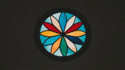 Colorful Circular Stained Glass Window Design