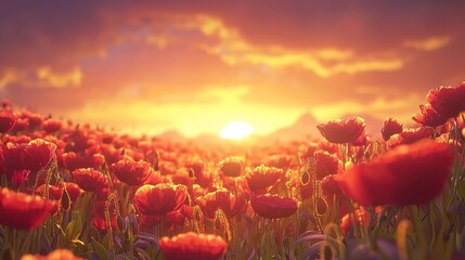 Sunset Poppy Field