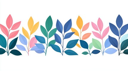 Colorful Floral Border Design Seamless Pattern