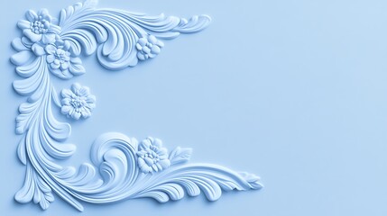 Elegant Blue Floral Corner Ornament Design