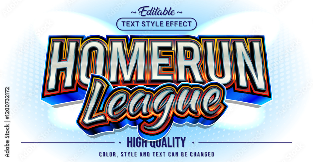 Poster Editable text style effect - Homerun League text style theme.