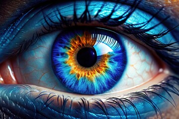 High-resolution aerial photography captures a stunning close-up of a captivating blue eye.