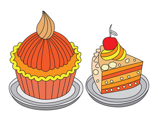 Thanksgiving Pie Outline Coloring Page Hand-Drawn Festive Coloring Activity.