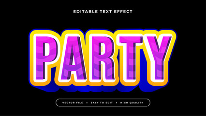 party editable text effect with pink yellow blue and black bold gradient style