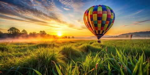 Fototapeta premium Hot air balloon ride: Stunning sunrise photography & post-flight images await. Book now!