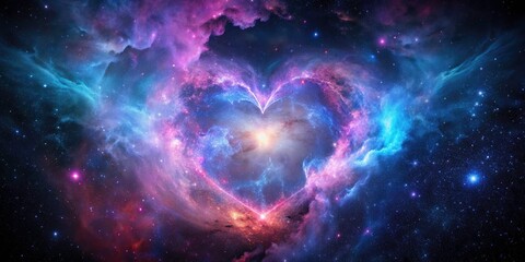 Fototapeta premium Cosmic Heart Nebula in Space - Vibrant Hues and Brilliant Stars, Perfect for Astrophotography and Science Themes