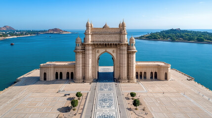 Majestic view of Gateway of India, historical architectural marvel