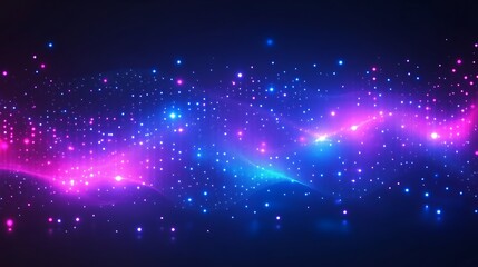 Abstract Cosmic Nebula with Pink and Blue Glowing Particles