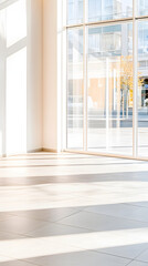 Fototapeta premium Bright and airy storefront with soft light illuminating spacious interior