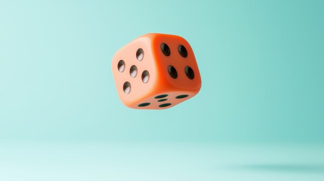 Bold Representation of Risk Management Strategy with Orange Dice on Minimalist Background