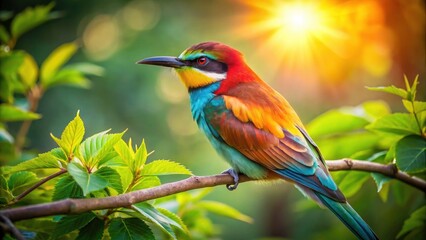 Fototapeta premium Long exposure reveals a vibrant bird's ethereal presence amidst a tranquil nature scene.