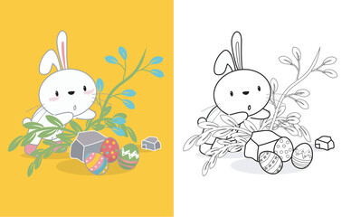 Easter Coloring Page for Kids. Coloring worksheet page. Educational printable coloring worksheet. 