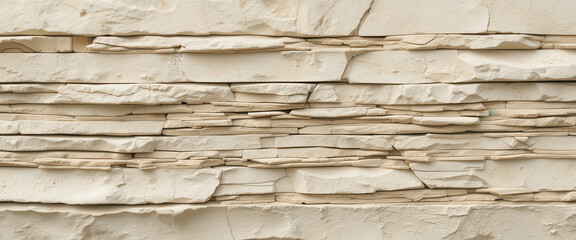 Obraz premium Textured layers of light-colored stone arranged horizontally.