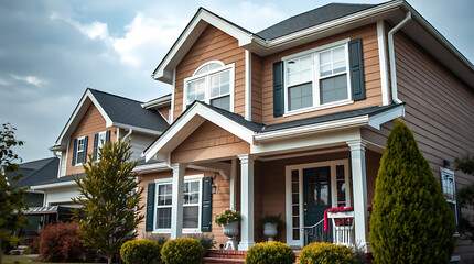 Dream House Exterior: Stunning Home Design with Landscaping and Brick Details