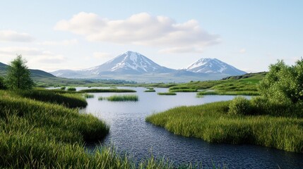 Serene Mountain Lake Landscape