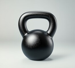 Black kettlebell on white background. (8)
