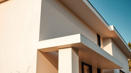 Obraz premium Modern House Exterior: Minimalist Architectural Design with Clean Lines and Geometric Shapes