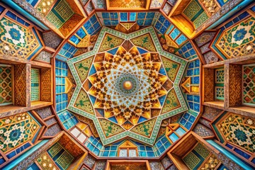 Obraz premium Modern geometric art showcases panoramic repeating patterns, abstract backgrounds, architectural symmetry, intricate natural textures, and colorful illusions.