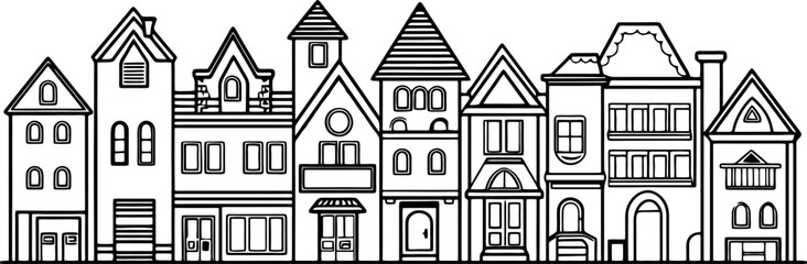 row houses drawing outline
