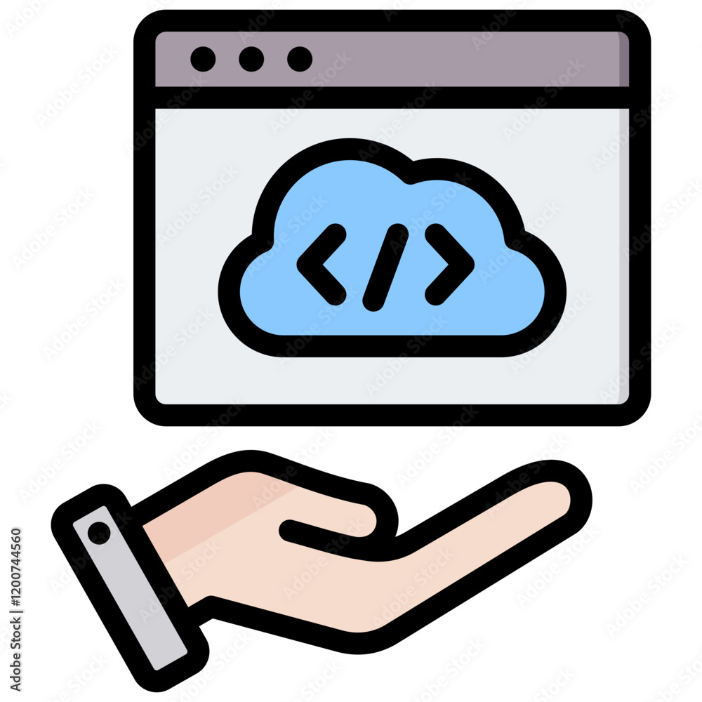 Aufkleber software as a service outline color icon