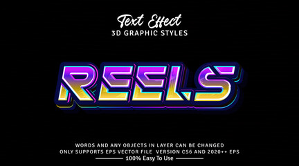 Reels 3d text graphic style effect