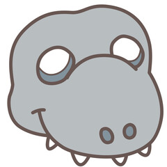 Cute Cartoon Dinosaur Face Illustration