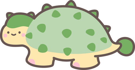 Cute Green Cartoon Dinosaur Illustration2