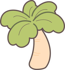 Cute Cartoon Coconut Palm Tree Illustration