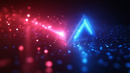 Luminous Pyramid Illuminated By Red And Blue Light