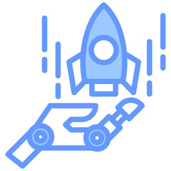 Robotic Startup Blue Icon