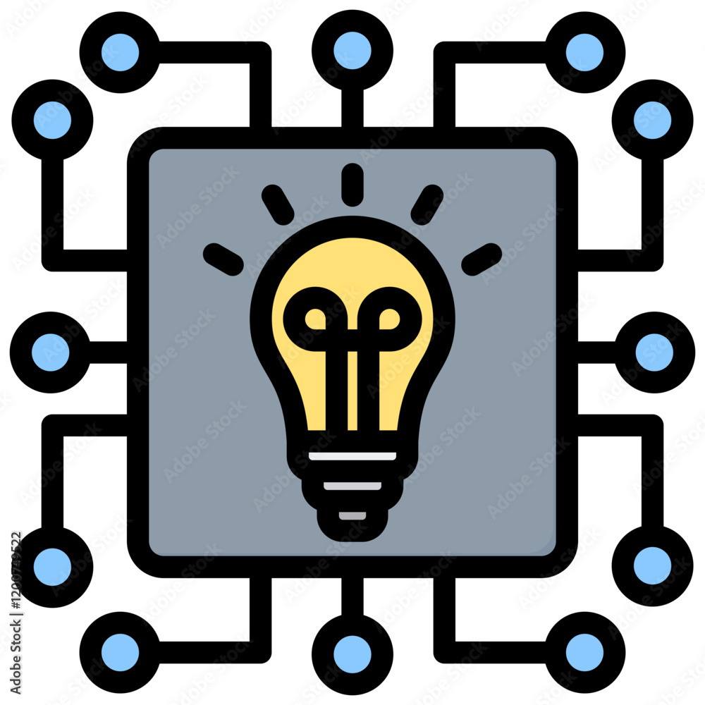 Poster machine learning outline color icon